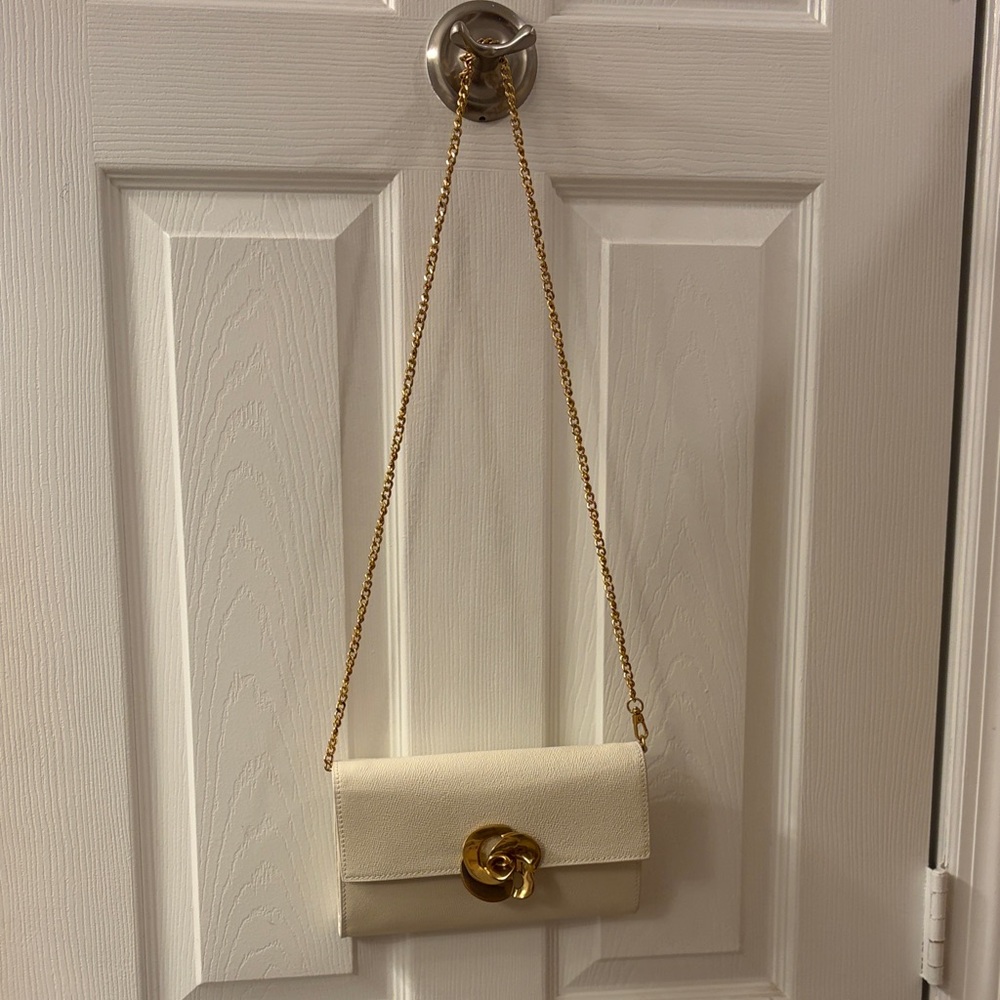 Ted Baker Cream Chain Shoulder Bag with Gold Hardware